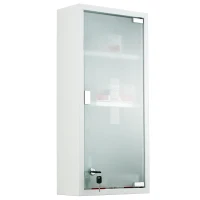 HOMCOM Medizinschrank Arzneischrank Medikamentenschrank mit 3 Ebenen Erste-Hilfe-Schrank mit Schloss Apothekerschrank mit Mattglastür Stahl Weiß 27 x 57 x 12 cm(m-1)