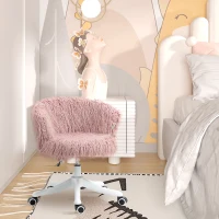 Vinsetto Bürostuhl im Boho-Stil, rosa Plüsch, 360 Grad drehbar, höhenverstellbar, Rosa + Weiß(m-8)