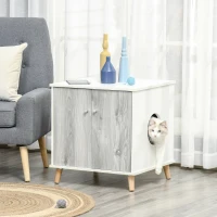 PawHut Katzenschrank für Katzentoilette Katzenklo Katzenhaus Katzenbett mit Türen Ausziehplatte 60 x 55 x 62,5 cm(m-2)