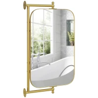 HOMCOM Badkamerspiegel met 2 Rekken, Vintage Design, 40cm x 12cm x 66cm, Goud(m-9)