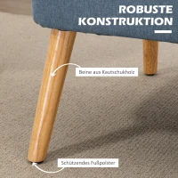 HOMCOM Sofa Retrodesign 2-zitsbank, houten poten, 117 cm x 56,5 cm x 77 cm, Lichtblauw(m-5)