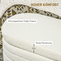 HOMCOM Ławka z miejscem do przechowywania, polar Teddy, 116x41x40,5cm, kremowa(m-5)