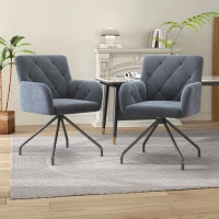 Set di 2 Sedie da Pranzo in tessuto effetto velluto con Motivo a Diamante, Sedie Imbottite Moderne con Gambe in Metallo, 49x57x82 cm, Grigio(m-7)
