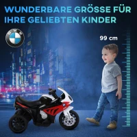 HOMCOM Elektro Kindermotorrad BMW S1000RR Elektromotorrad mit Musik, Scheinwerfer, Kinder Elektro Motorrad für Kinder von 18-36 Monaten Rot(m-7)