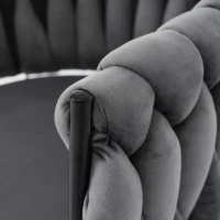 Sedia da Pranzo in tessuto effetto velluto Girevole a 360° e Imbottite, Design Ergonomico e Struttura in Metallo, Grigio(m-9)