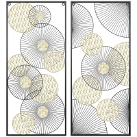 HOMCOM 3D -Wandbild Abstrakte Formen Moderne Wanddekoration Metall Gold + Schwarz(m-1)