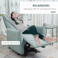 HOMCOM Relaxsessel Liegesessel mit Elektromotor 77 x 89 x 107cm mit USB-Ladeanschluss Blau(m-4)