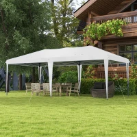 Outsunny Faltpaviljoen Tuinpaviljoen Partytent, inklapbaar, weerbestendig, 5,9 m x 2,95 m x 2 m, Wit(m-2)