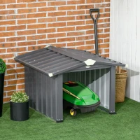Outsunny Garage für Rasenmähroboter, Schutz vor Regen und Sonne, Stahl, schwarz, 88 x 89 x 63 cm(m-2)