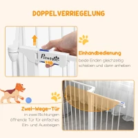 PawHut Puppy Playpen, modulair ontwerp, inklapbaar, stalen frame, voor binnengebruik, wit, 90 x 123 x 102cm(m-6)