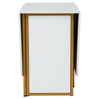 Tavolo Consolle Allungabile Multifunzionale con Cassetto, Trasformabile in 3 Forme, in Truciolato, Bianco(m-8)