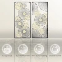 HOMCOM 3D -Wandbild Abstrakte Formen Moderne Wanddekoration Metall Gold + Schwarz(m-6)