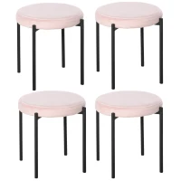 HOMCOM 4er-Set Hocker, Esszimmerhocker, Samtoptik, Rosa + Schwarz(m-9)