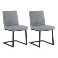 Juego de 2 Sillas de Comedor Modernas con Asiento Acolchado Patas Metálicas en Zigzag de Cuero Sintético Gris Claro(m-1)