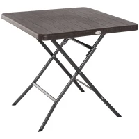 Outsunny Gartentisch Klapptisch Campingtisch Holz-Optik klappbar Kunststoff Braun 78x78x74cm(m-1)