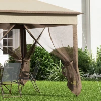 Outsunny Faltpavillon mit Seitenwänden Transporttasche Khaki 3,25 x 3,25 x 2,65 m(m-9)