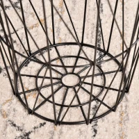 HOMCOM Couchtisch Beistelltisch 3-teilig Nachttisch Korbtisch mit abnehmbaren Deckel mit durchbrochenes modernes Design Satztisch Wohnzimmer Schlafzimmer Metall MDF Naturholz+Schwarz  Ø42 x 45H cm(m-7)