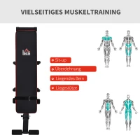 HOMCOM Hantelbank für Ganzkörpertraining Mehrzweck-Hantelbank Trainingsbank zusammenklappbar 110 kg Belastbarkeit Stahl Schwarz+Rot 125 x 35 x 60 cm(m-7)