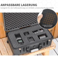 Outsunny Wertsachenkoffer mit Rollen und 2 Griffen, wasserdicht, mit Luftventil, 56 cm x 42 cm x 21 cm, Schwarz(m-4)