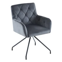 Set di 2 Sedie da Pranzo in tessuto effetto velluto con Motivo a Diamante, Sedie Imbottite Moderne con Gambe in Metallo, 49x57x82 cm, Grigio(m-9)