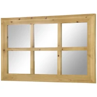 HOMCOM Spiegel in Fensteroptik 101,6 cm x 60,9 cm x 2 cm MDF-Holz Tannenholz Spiegelglas(m-10)