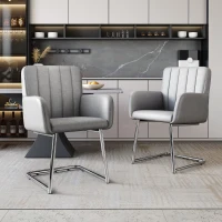 Set di 2 Sedie Moderne da Pranzo Imbottite in Finta Pelle e Gambe Metalliche per Camera e Studio, 46x50x856 cm, GRIGIO(m-8)