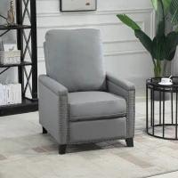 HOMCOM Relaxsessel Liegesessel TV Sessel  Einzelsofa 140° neigbar Fernsehsessel Kunstleder Metall Grau 70,5 x 86 x 99 cm(m-2)