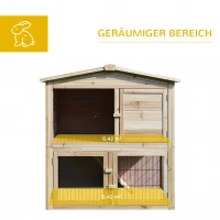 PawHut Kleintierstall mit Freilauf Kleintierkäfig Kleintiergehege für draußen Kleintierhaus mit Rampe Meerschweinchenstall winterfest Tannenholz Natur 98 x 54 x 100 cm(m-5)