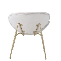 Set di 2 Sedie Imbottite in tessuto effetto velluto con Gambe in Metallo Dorato, Beige(m-8)