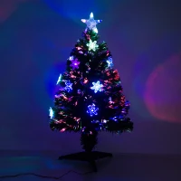 HOMCOM Weihnachtsbaum klein, Mini Christbaum, Tisch-Tannenbaum 12 LED-Lichter 90 Spitzen PVC Grün ∅45 x 90 cm(m-5)