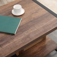 HOMCOM Beistelltisch, Industrial Design, mit unterer Ablage, Stahlrahmen, Holz+Schwarz, 120 x 60 x 45cm(m-8)