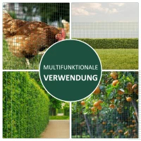 PawHut Siatka Ogrodzeniowa Ochronna PCV Cynkowana do Woliery, Ogrodzenia Ciemnozielona W0,9xL30 m(m-4)