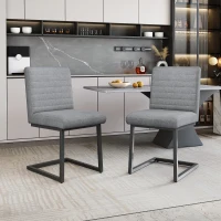 Juego de 2 Sillas de Comedor Modernas con Asiento Acolchado Patas Metálicas en Zigzag de Cuero Sintético Gris Claro(m-5)