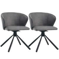 Set di 2 Sedie da Pranzo Moderne e Semplici in finta pelle, Girevoli, Montaggio Rapido, Grigio(m-2)