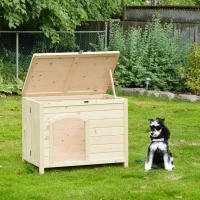 PawHut Hundehütte Hundehaus faltbar Haustierhaus katzenhaus Massivholz Natur 78 x 51 x 62 cm(m-2)