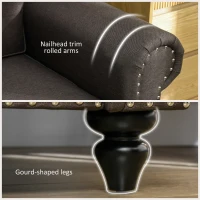 HOMCOM Two-Seater Mid-Century Sofa, with Pocket Springs - Dark Brown(m-4)