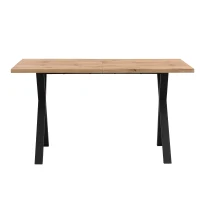 Tavolo da Pranzo Rettangolare Moderno Effetto Legno con Gambe Incrociate, Nero e Marrone(m-6)