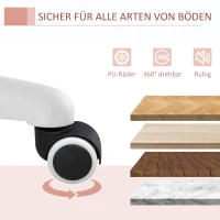 Vinsetto Bürostuhl im Boho-Stil, rosa Plüsch, 360 Grad drehbar, höhenverstellbar, Rosa + Weiß(m-6)