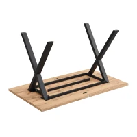 Tavolo da Pranzo Rettangolare Moderno Effetto Legno con Gambe Incrociate, Nero e Marrone(m-8)