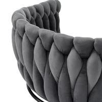 Sedia da Pranzo in tessuto effetto velluto Girevole a 360° e Imbottite, Design Ergonomico e Struttura in Metallo, Grigio(m-10)