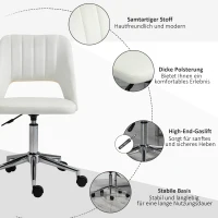 Vinsetto kantoorstoel draaistoel bureaustoel in hoogte verstelbaar 360° draaibaar schelpvorm met naadlijn design schuimstof fluweelzacht polyester beige 49 x 54 x 79-91 cm(m-7)