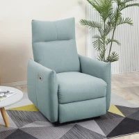 HOMCOM Relaxsessel Liegesessel mit Elektromotor 77 x 89 x 107cm mit USB-Ladeanschluss Blau(m-2)