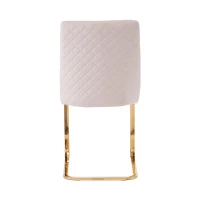 Set di 2 Sedie Imbottite in tessuto effetto velluto con Design a Diamante sul Retro, Beige(m-10)