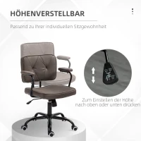 Vinsetto Bureaustoel, computerstoel, retrodesign, knoopsteek, kunstleer, verstelbaar in hoogte, koffie(m-4)