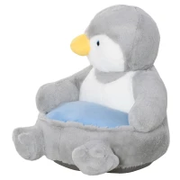 HOMCOM Plüsch-Kindersessel Plüschtier Kinderstuhl Sofa Pinguin für Spielzimmer Kinderzimmer von 18 bis 36 Monaten Hellgrau+Blau 59 x 50 x 59 cm(m-9)