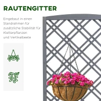 Outsunny  Hochbeet Blumenständer Garten Pflanzkasten mit Rankgitter Holz Rankkasten Grau 60 x 30 x 122,5 cm(m-5)