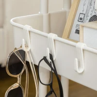 HOMCOM Rolwagen, Serveerwagen, 3 Opbergmanden, 3 Hangende Dozen, 4 Haken, Metalen Frame, 42 x 38 x 86,5cm, Wit(m-7)