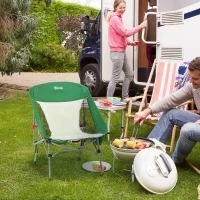 Outsunny Campingstuhl kompakt mit Tragetasche Kleiner ultraleichter klappbarer für Outdoor Zelten Picknick Wandern max Belastung 150 kg Grün+Silber 65 x 80 x 96 cm(m-2)