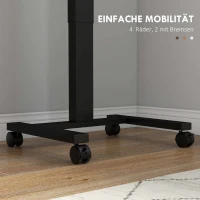 Vinsetto Stehpult Stehtisch, Laptoptisch, höhenverstellbar, 4 Rollen, 65 cm x 48 cm x 108 cm, Braun + Schwarz(m-5)