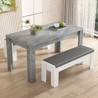 Mesa de Comedor Rectangular Mesa de Comedor Moderna y Minimalista Efecto Cemento 117x68x75 cm Gris(m-5)